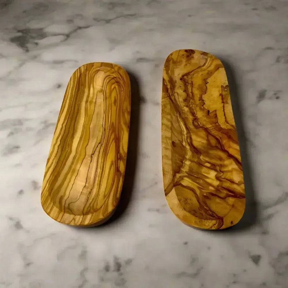 2er Set Olivenholz Baguette- & Olivenschalen