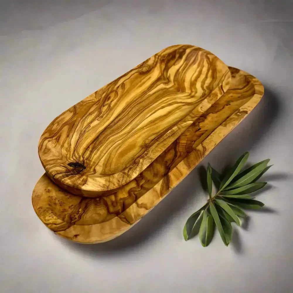 2er Set Olivenholz Baguette- & Olivenschalen