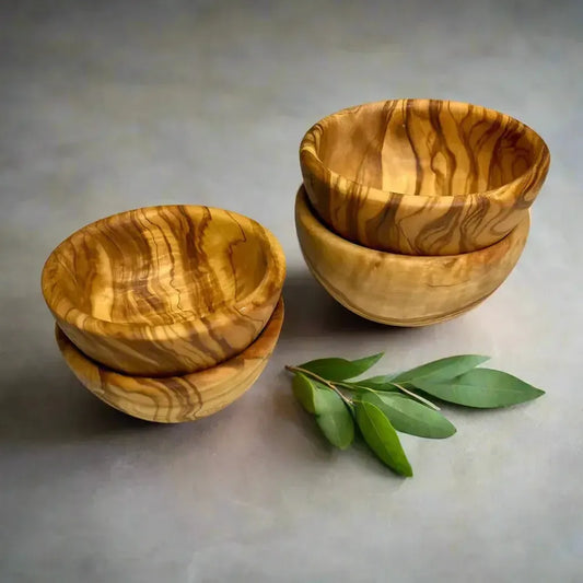 4er Set Olivenholz Tapas Schalen rund