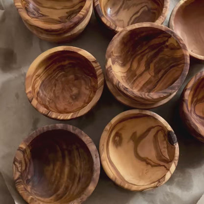 Olive wood bowl round for tapas